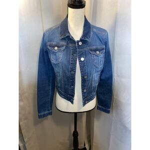 White House Black Market GUC Cropped Denim Blue Jean Jacket – Size 6 WHBM